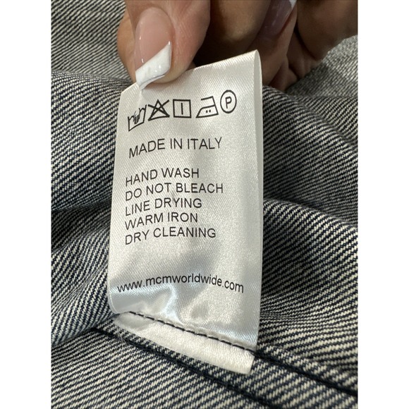 MCM Blue Jean Monogram‎ Logo Woven Denim Jacket Size 44 EUC - Picture 6 of 13